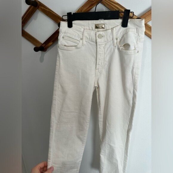 ⭐️ MOTHER - THE RASCLE ANKLE SNIPPET JEANS IN WHIPPING CREAM - Picture 11 of 14